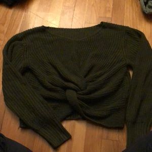 Olive green twist sweater